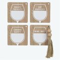 Youngs Wood Wine Coasters Set - 4 Piece 11271